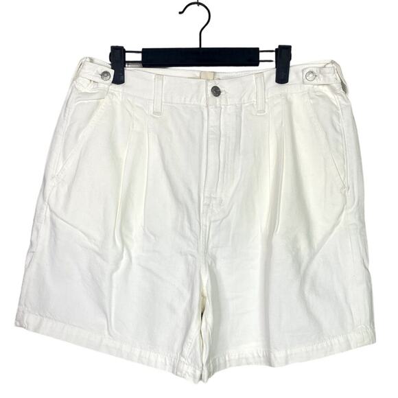 NWT Madewell High Rise 90s Pleated Cotton Jean Shorts Slash Pockets 31 White - Picture 10 of 15